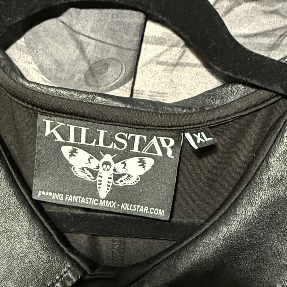KILLSTAR MALICE FAUX LEATHER COLLARED SKATER DRESS SZ XL - Picture 3 of 9